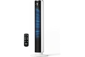 LEVOIT Tower Fan for Bedroom, 90&deg; Oscillating Standing Fan with 28dB Quiet for Sleep, 28ft/s Velocity, 12H Timer, 5 Speeds 4 Modes, Remoter, Bladeless Room Fan for Home, Office, Indoor, 36 inch, White