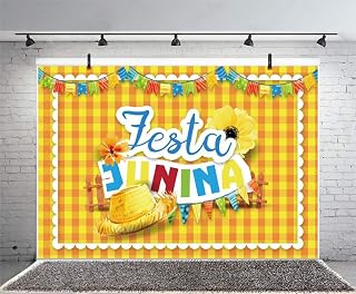 Leyiyi 5x4ft Festa Junina Backdrop Summer Carnival American Fiesta Brazil John Festival Quadrilha Dance Checkered Flag Rustic Hat Photography Background Kids Adults Photo Studio Prop Wallpaper