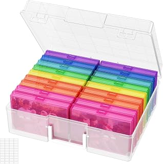 Lifewit 18 Pcs Photo Storage Box, Photo Albums 4x6 Pictures, Acid-Free Stackable Case with Labels, Trading Card Container for Sticker, Seed, Scrapbooking, Diamond Art, Classroom Supplies, Multicolor