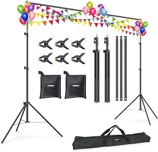 LINCO Backdrop Stand for Parties Kit 10x7 ft Adjustable Photography Studio Photo Background Support System with Clamps, Sand Bag, Carrying Bag