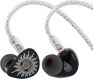 Linsoul Kiwi Ears x B_Media: Chorus in Ear Monitor,DLC Diaphragm Dynamic Driver Wired Earbuds CNC Metal Faceplate IEM,with Dual Silver-Plated Cable,Earphones for Audiophile (1, Black, Type C Mic)