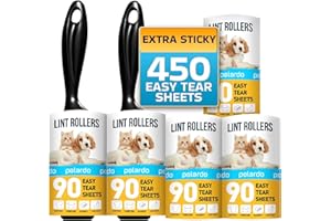 Lint Rollers for Pet Hair, White, Sticky Remover for Couch, Clothes, Furniture and Carpet, Dog and Cat Fur Remover, Animal Fuzz, 5 Large Sticky Rollers