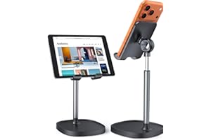 LISEN Cell Phone Stand Phone Holder for Desk Office Decor, Office Desk Accessories Women PC Gaming Essentials iPhone Stand Gadgets Men Gift for Father Fit OtterBox Case Switch iPad Air Tablet 4-10 in