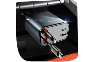 LISEN Retractable Car Charger, 84W Car Charger USB C Fast Charger, Cigarette Lighter USB Charger Adapter, Car Accessories Birthday Gifts for Men Women Dad Mom Husband, for iPhone 17 16 15 14 13 12 11