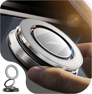 LISEN Suction Phone Mount for Vacuum, 360 Adjustable Vacuum Magnetic Phone Holder for Car [All Metal & Nano Gel Super Strong Suction] for Magsafe Mount for iPhone 17 Pro Max 16 15 14 13 12, Silver