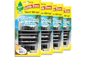 LITTLE TREES Car Air Freshener | Vent Wrap Provides Long Lasting Scent, Invisibly Fresh | Caribbean Colada, 16 Air Fresheners