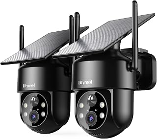 LITYMOL 2K Solar Camera for Home Safety, 360&deg; View Security Cameras Wireless Outdoor, Color Night Vision, Siren Alarm, 2-Way Audio, AI Detection, SD/Cloud Storage, 2.4GHz WiFi