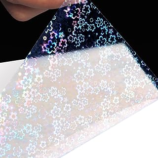 Livelynine 15.8x197 Clear Glitter Contact Paper Peel and Stick Holographic Laminate Sheets Flower Glossy Clear Contact Paper Roll No Heat Laminating Self Adhesive Transparent Book Cover Protector
