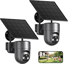 LIWAN Security Camera Wireless Outdoor, 2.4GHz WiFi Solar PTZ Camera | 2K Color Night Vision for Home Security, IP66 Waterproof, PIR Detection, Two Way Audio, Easy Install, Gray, 2-Pack