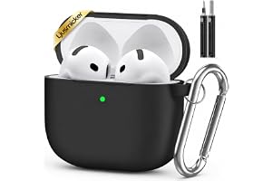 Ljusmicker for AirPods 5/4 Case (2026/2024) with Cleaner Kit,Black | Soft Silicone Protective Cover for Apple AirPods 5 Case/AirPods 4 Case with Keychain for Women Men,Supports Wireless Charging