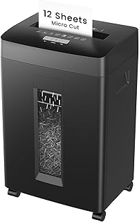 Locksworth 12-Sheet Micro Cut Shredder for Home Office, 6 Gallons Bin P-4 High Security Shredders for Paper, CD, Credit Card, Staple, Clip, Heavy Duty Commercial Paper Shredder with Casters