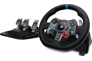 Logitech G29 Driving Force Racing Wheel and Floor Pedals, Real Force Feedback, Stainless Steel Paddle Shifters, Leather Steering Wheel Cover for PS5, PS4, PC, Mac - Black