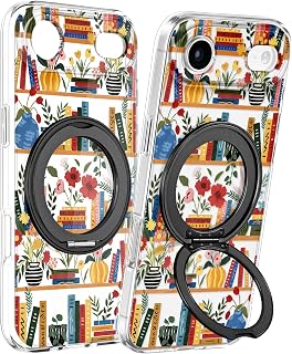 Loheckle for iPhone 17 Air Case with Stand- Compatible with MagSafe Women Girls Cute Clear Girly Aesthetic Unique Design Soft TPU Magnetic Ring Phone Cover for Apple 17 Air, Bookshelf