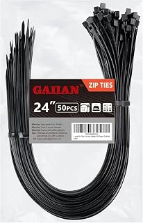 Long Zip Ties Heavy Duty 24 inch, Large Zip Ties with 200 lbs Tensile Strength, Big Cable Ties, Black, 50 Pack, by GAIIAN