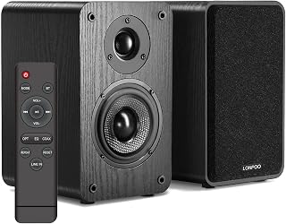 LONPOO Powered Bookshelf Speakers - Wireless 100W RMS Bluetooth with eARC - Powerful Home Music System - Home Theater Systems, Studio Monitors