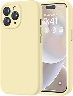 LOVE 3000 Designed for iPhone 14 Pro Case, Premium Silicone with [Soft Anti-Scratch Microfiber Lining] Shockproof Protective Phone Case for Men Women Girls 6.1", Creamy Yellow