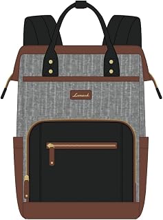 LOVEVOOK Laptop Backpack with Giant Tumbler Holder,18 inch Professional Nurse Teacher Backpack Computer Laptop Bag,Cute Travel Backpack Purse Work College Bag,Gifts for Women & Men,Grey-Black-Brown