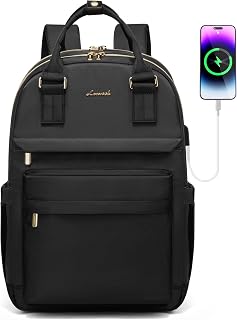 LOVEVOOK Laptop Backpack for Women, 15.6 Inch Work Laptop Bag with USB Port, Fashion Teacher Nurse Backpack Purse, Waterproof Travel Computer Backpack with Organizer Bag, 2PCS, Grey-Pink