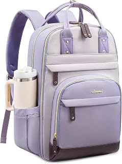 LOVEVOOK Laptop Backpack Women with Giant Cup Holder,15.6 inch Work Travel Backpack Computer Laptop Bag,Cute College Nurse Teacher Backpack Purse,Gift for Women & Men,Taro purple-Light purple-Purple