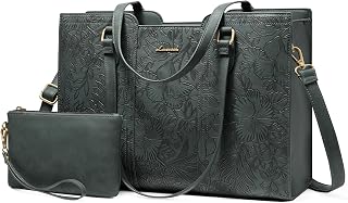 LOVEVOOK Laptop Bag for Women - Waterproof Work Bag for Women & Vintage Laptop Tote Purse with Wristlet