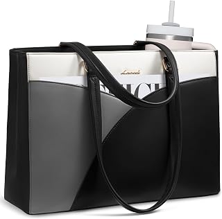 LOVEVOOK Laptop Bag for Women, Waterproof Leather Tote Bag, Computer Bags Business Office Work Briefcase Handbag
