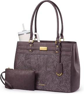 LOVEVOOK Laptop Tote Bag for Women, 15.6 Inch Waterproof Leather Work Computer Bag, Large Business Office Briefcase Shoulder Handbag Purse Gifts for Women