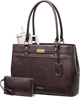 LOVEVOOK Laptop Tote Bag for Women, 17.3 Inch Waterproof Leather Work Computer Bag, Large Business Office Briefcase Shoulder Handbag Purse Gifts for Women