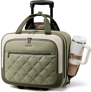LOVEVOOK Rolling Laptop Bag for Women, Underseat Carry On Bag with Wheels | Fits 17.3 Inch Laptop, 30L Capacity, Silent Wheels, Rolling Briefcase, Carry On Luggage, Personal Item for Work Travel