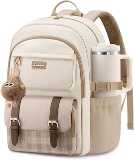 LOVEVOOK School Backpack for Girls, Bookbag with 15.6" Laptop Compartment | Cute Aesthetic Backpack with Anti-Theft Pocket & 40oz Water Bottle Holder Lightweight Waterproof Back to School Bookbag