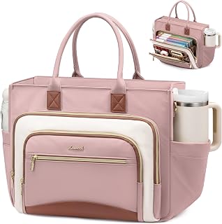 LOVEVOOK Work Tote Bags for Women,Laptop Teacher Bag With File Organizer | Large Cup Holder,Teacher Tote Bag,Nurse Bags,Multi-Pockets Professional Briefcase Business Purses Handbag