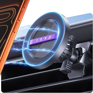 LOXP MagSafe Car Mount, Magnetic Car Vent Phone Holder, 24 Strong Magnet | 2026 Upgraded Clip for 99% Air Vent, 360 Degree Rotation, Automobile Cradle for All Phones, iPhone 17 Pro Max 16 15 14 13 12