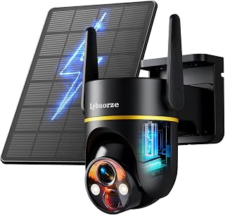 Lybuorz 5G/2.4GHz WiFi Solar Outdoor Wireless Security Camera, 4MP PTZ Cameras for Home Security Outdoor,Full Color Night Vision, AI Motion Detection, Siren Alarm, 2-Way Audio,Work w/Alexa, Waterproof