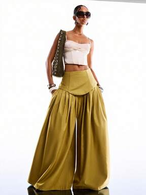 LYSMO  New Arrive Minimalism Spring/Arrivel Women's Solid Color Pleated Wide Leg Pants, Suitable For Commuting $48.31 #ElevatedBasics