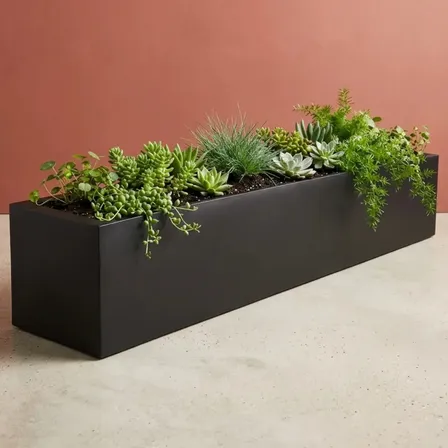 Maceta Pl&aacute;stico Rotomoldeo 100x20x20cm Jardinera Rectangular Negro