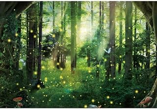 Magical Fantasy Forest Photography Backdrop Jungle Safari Theme Party Background Sunlight Spring Green Tree Butterfly Enchanted Forest Theme Baby Shower Banner Adult Photo Studio Props