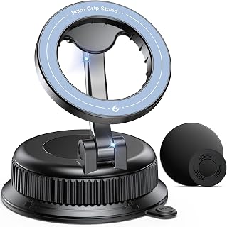 Magnetic Car Phone Holder, for MagSafe Car Mount Nano Gel Suction | Car Phone Mount for Dashboard, Cell Phone Stand for Car, 360&deg;Rotatable & Foldable for iPhone 17 16 15 14 13 12, Blue