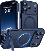 Magnetic Compatible with IP 18 Pro Max Case, [Built-in Kickstand][Full Camera Protection][Compatible with MagSafe][Anti-Fingerprint] Shockproof Phone case for 18 Pro Max 6.7'',Dark Blue