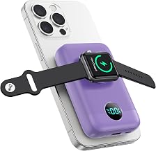 Magnetic Portable Charger for iPhone,10800mAh 25W PD Fast Charging Wireless Power Bank,4 Outputs Travel Essential Battery Pack for Magsafe,iPhone 18 Pro/18 Pro Max/17/16/15/14/13/12,Apple Watch,Purple