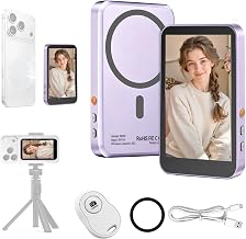 Magnetic Vlog Selfie Monitor Screen for iPhone 17 & Android, 4K No Latency Wireless Video Recording with Remote Zoom & Shoot, Content Creator essentials Back Camera Monitor for vlogging YouTube TikTok