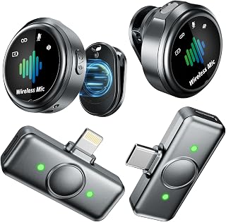 Magnetic Wireless Microphone for iPhone: Wireless lavalier Microphone for Android with Intelligent Noise Reduction Hi-Fi Recording Vlogging Recording for Content Creator