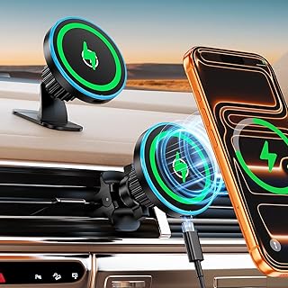for Magsafe Car Mount Charger, [100% Stable] 15W 2 in1 Magnetic Wireless Car Charger, Vent/Dashboard Phone Holders for Your Car for Women Men Car Phone Holder Car Charger for iPhone 17 16 15 14 13