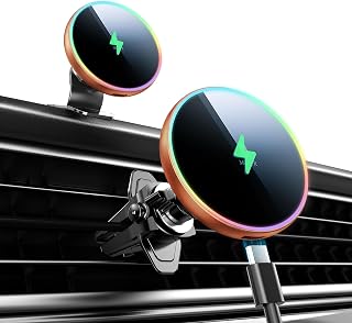 for Magsafe Car Mount Charger 15W LED RGB Car Phone Holder for Dash Vent