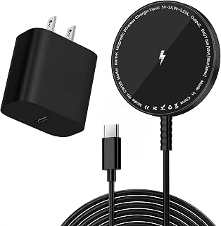 MagSafe Charger Magnetic Wireless Charging iPhone 17-12 & AirPods Pro 4-2 | Strong Magnet, Aluminum Alloy Heat Dissipation, 5FT Long Cable Reach in Office Travel Home & Bedside Desk，with 20W Adapter