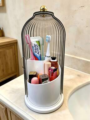 Makeup Brush Holder Organizer With Lid Rotating Make Up Brush Holder With Cover,Dustproof Makup Brush Storage For Vanity Bathroom Countertop,Covered Toothbrush Holder,Dressing Table Essentials,Cosmetic Countertop Caddies,Shower Sink Storage(Grey) $5.89 73