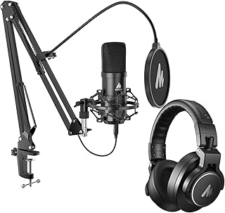 MAONO A04 Gen2 & MH700 Podcast Microphone with Studio Headphone Bundle | 192kHz/24Bit USB/XLR Condenser Cardioid Metal Mic with Software Pro Sound Chipset for Recording, Streaming, YouTube