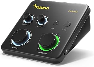 MAONO PS22 Lite USB Audio Interface for PC for Guitar & Vocals Streaming | Low-noise preamp, 24-bit/192kHz, loopback, ASIO driver, routing software, for home studio, DAW recording, OBS, creators