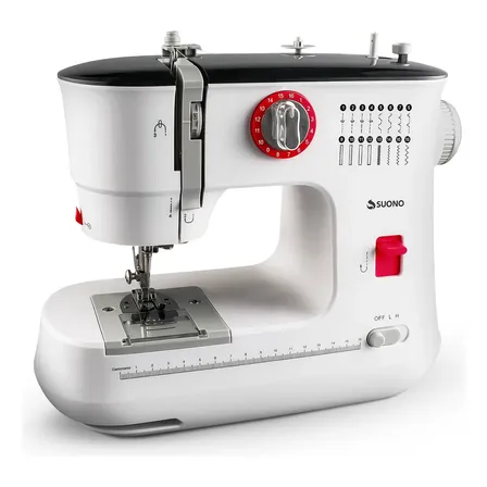 Maquina De Coser 16 Puntos Puntadas Suono Port&aacute;til Con Pedal Accesorios Color Blanco