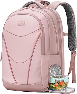 MATEIN HER 16 Inch Laptop Backpack for Women, Pink Insulated Lunch Backpack