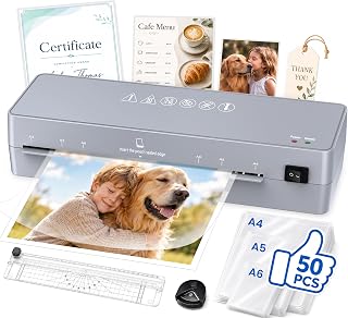 MAXDONE Laminator Machine 9-Inch - 5-in-1 Thermal Laminator Kit with 50 Laminating Sheets, Fast Warm-Up, Paper Trimmer & Corner Rounder for Photos, Documents, Home, School & Office