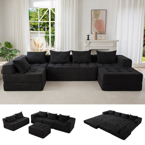 MAXYOYO Modular Sectional Sofa Couch,Convertible Floor Sofa Lounger with Pillows